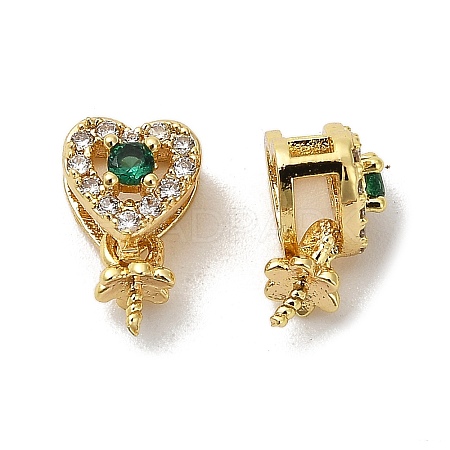 Heart Rack Plating Brass Micro Pave Cubic Zirconia Peg Bails KK-S397-11G-1