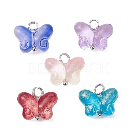 Transparent Baking Paint Glass Pendant PALLOY-JF02340-01-1