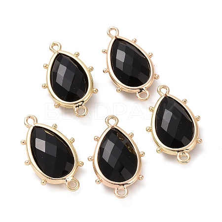 Natural Obsidian Connector Charms G-G012-05G-11-1