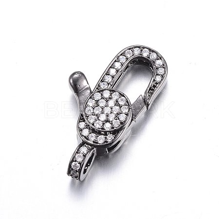 Rack Plating Brass Micro Pave Cubic Zirconia Lobster Claw Clasps ZIRC-I012-11B-RS-1