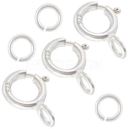 10Pcs 925 Sterling Silver Spring Ring Clasps STER-CN0001-33B-1