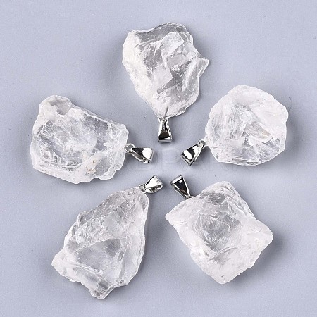 Raw Rough Natural Quartz Crystal Pendants X-G-N0326-52-1