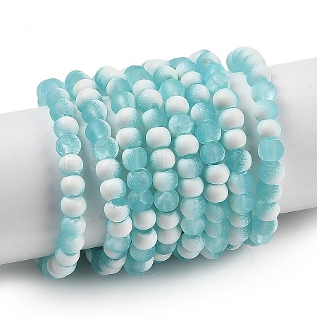 Frosted Crackle Glass Beads Strands GLAA-U001-4mm-M08-1