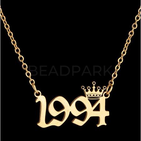 Crown Birth Year 201 Stainless Steel Pendant Necklaces for Women FS-WG4E8F2-15-1