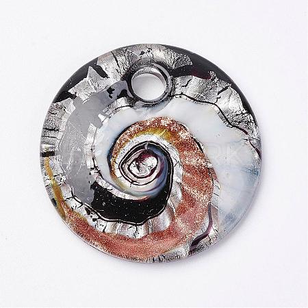 Handmade Silver Foil Glass Pendants FOIL-E103-02A-1