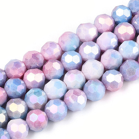Anti-Tarnish Electroplate Glass Beads Strands EGLA-T021-8mm-15-07-1