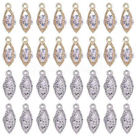 40Pcs 2 Colors Alloy Cubic Zirconia Pendants JX645A-1