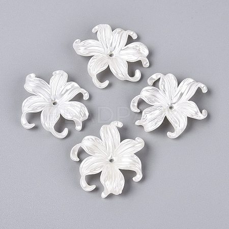 ABS Plastic Imitation Pearl Bead Caps KY-Q004-05B-1