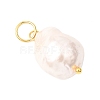 Electroplated Glass Imitation Pearl Pendants PALLOY-JF04579-02-3