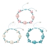 3Pcs 3 Styles Starfish & Turtle Synthetic Turquoise Beads Braided Bead Bracelets for Women BJEW-JB12130-2