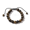 10mm Round Natural Tiger Iron Braided Bead Bracelets BJEW-C067-01C-04-2