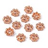 Brass Micro Pave Cubic Zirconia Bead Caps KK-K180-09RG-2