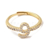 Rack Plating Brass Cubic Zirconia Arabic Letters Adjustable Rings for Women RJEW-S407-10G-05-2