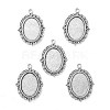 Tibetan Style Antique Silver Alloy Flat Oval Pendant Cabochon Settings TIBEP-M022-19AS-1