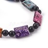 Natural Black Agate(Dyed) and Fire Agate Beads Stretch Bracelets BJEW-JB04009-2