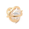 Brass Clear Cubic Zirconia Charms ZIRC-P104-07G-3