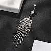 Alloy Crystal Rhinestone Dangle Curved Barbell Belly Rings LS-AJEW-R007-04P-03-1