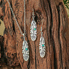 Bohemian Ethnic Style Zinc Alloy & Synthetic Turquoise Pendant Necklaces & Dangle Earrings Sets WG7E01E-08-1