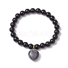 2pcs 2 Styles 6mm Round & Chip Natural Black Agate Beaded Stretch Bracelet Sets BJEW-TA00517-04-4