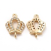 Rack Plating Brass Micro Pave Clear Cubic Zirconia Connector Charms KK-E081-05G-1