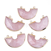 Electroplate Natural Rose Quartz Semi Circle Pendants G-S344-42G-1