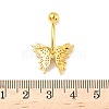 Brass Pave Clear Cubic Zirconia Curved Barbell Butterfly Belly Rings LS-AJEW-L099-01A-G-3