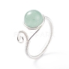 Copper Wrapped Natural Green Aventurine Braided Bead Rings for Women Men RJEW-TA00026-02-1