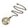 Brass Locket Pendant Necklaces NJEW-R250-02AB-2