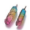 Electroplate Natural Quartz Crystal Big Wire Wrapped Pendants G-L520-B03-R-3