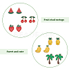 ANATTASOUL 6 Pair 6 Style Watermelon & Cherry & Banana & Tree Enamel Stud Earrings Set EJEW-AN0001-34-3