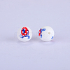 Printed Round with Egg Pattern Silicone Focal Beads LS-SI-JX0056A-149-1