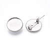 304 Stainless Steel Brooch Cabochon Settings STAS-E547-08E-P-1