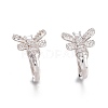 Brass Micro Pave Clear Cubic Zirconia Bees Cuff Earrings ZIRC-I049-25P-1