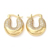 Donut Brass Hoop Earrings with Clear Cubic Zirconia EJEW-Q791-01G-1