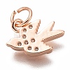 Brass Micro Pave Clear Cubic Zirconia Charms ZIRC-C020-48RG-2