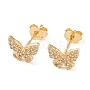 Clear Cubic Zirconia Butterfly Stud Earrings EJEW-G351-01G-1