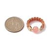 Glass Round Ball Braided Bead Style Finger Ring RJEW-JR00600-05-3