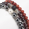 3Pcs 3 Style Natural & Synthetic Mixed Stone Round Beaded Stretch Bracelets Set BJEW-JB08586-2