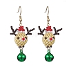 Glass Beaded Reindeer Dangle Earrings EJEW-MZ00628-1
