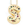 Brass Micro Pave Cubic Zirconia Letter Pendant Necklaces KK-Z069-01G-S-1