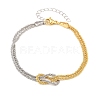 Duo Tone Brass Chain Knot 2-Strand Bracelets for Women KK-CBA68DA-17A-GP-4