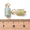 Natural Flower Amazonite Column Charms with 304 Stainless Steel Jump Rings G-Q032-01G-3