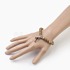 Natural Dyed Round Sandalwood Beads Stretch Bracelets BJEW-JB03844-05-4