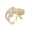 Brass Micro Pave Clear Cubic Zirconia Cuff Rings for Women Men RJEW-Z080-01G-4