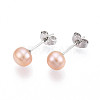 Pearl Ball Stud Earrings EJEW-Q701-01A-01-3