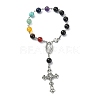 Natural Black Onyx & Mixed Gemstone Rosary Bead Bracelet BJEW-TA00329-02-1