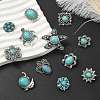 12Pcs 12 Styles Alloy Rhinestone & Resin Imitation Turquoise Snap Buttons BUTT-CJ0001-04-6