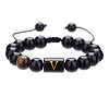 Adjustable Natural Tiger Eye and Glass Beaded Braided Bead Bracelets for Men Women FS-WGD7D76-22-1