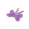 Glass Seed Beaded Bowknot Pendants PALLOY-MZ01055-05-4