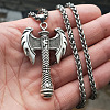 Retro Alloy Viking Double Headed Axe Pendant Wheat Chain Necklaces for Men FS-WGDEEE8-01-1
